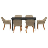 Garden Dining Set with Cushion 7 pcs Beige Poly Rattan 3261695