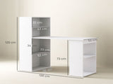 120cm Computer Desk, Wooden PC Laptop Table with 6-Tier Storage Bookshelves, Home Office Working T3398P329475