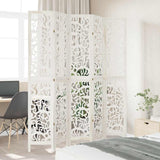 Room Divider 5 Panels White Solid Wood Paulownia 358744