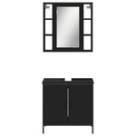 ZNTS 2 Piece Bathroom Furniture Set Black Engineered Wood 3214720