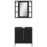 ZNTS 2 Piece Bathroom Furniture Set Black Engineered Wood 3214720