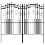 ZNTS Garden Fence with Spear Top Black 222 cm Powder-coated Steel 151088