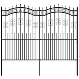 ZNTS Garden Fence with Spear Top Black 222 cm Powder-coated Steel 151088