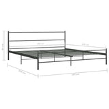 284684 Bed Frame without Mattress Grey Metal 180x200 cm Super King