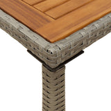 Garden Table with Acacia Wood Top Grey 115x54x74 cm Poly Rattan 365076