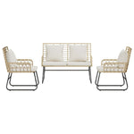 Garden Dining Set 3 pcs Brown and Cream Poly rattan, steel 42010355