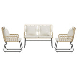 Garden Dining Set 3 pcs Brown and Cream Poly rattan, steel 42010355