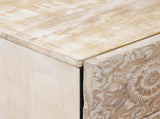 Bed cabinet with Drawer White 50 x 33 x 60 cm Solid Mango Wood 4018377