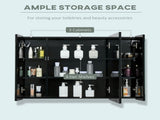 LED Bathroom Cabinet with Mirror, Wall Mounted Dimmable Brightness Storage Organiser with 3 Mirrored T3398P344122