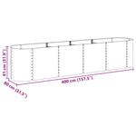 Garden Raised Bed 400x80x81 cm Galvanised Steel Grey 45521