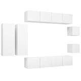 8 Piece TV Cabinet Set White Engineered Wood 3078705