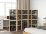 Room Divider 5 Panels Brown and Black Solid Wood Paulownia 358805