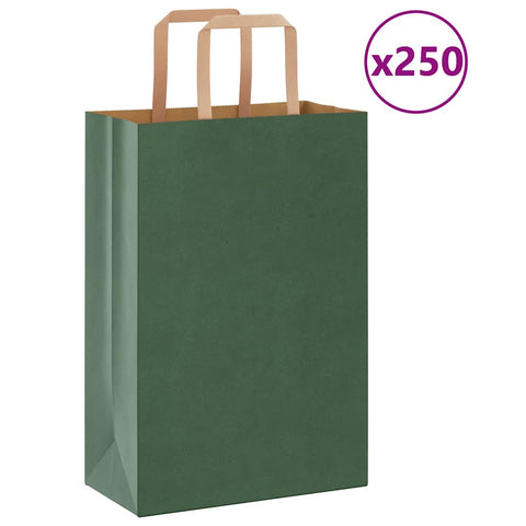 ZNTS Paper Bags 250 pcs with Handles Green 21x11x31 cm 4101952