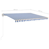 Manual Retractable Awning with LED 4x3.5 m Blue and White 3070021