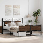 Bed Frame without Mattress Brown Oak 150x200 cm King Size Engineered Wood 4107036