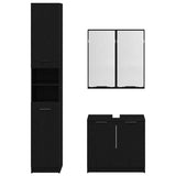Bathroom Cabinet Set with Shelf 3 pcs Black Oak Engineered Wood 3416110
