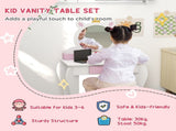 Unicorn-Design Kids Dressing Table, with Mirror and Stool - White T3398P347989