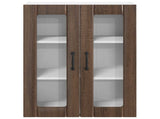 Wall Glass Cabinet LUCCA Brown Oak 60 x 31 x 80 cm 885092
