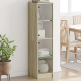 Highboard with Glass Doors Sonoma Oak 35x37x142 cm 836436