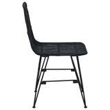 Dinning Chair 2 pcs Black 41 x 55 x 85 cm Rattan and Steel 42033207