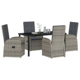 Garden Dining Set with Cushion 5 pcs Grey Poly Rattan 3379495