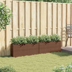 ZNTS Garden Planters with 2 Pots 2 pcs Brown 90x20x40 cm Poly Rattan 3210514