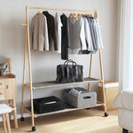 ZNTS Clothes Rack with Shelves and Wheels 132x45.5x155.5 cm Bamboo 4008913