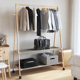 ZNTS Clothes Rack with Shelves and Wheels 132x45.5x155.5 cm Bamboo 4008913