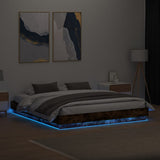 Bed Frame with LED without Mattress Smoked Oak 200x200 cm 3209769
