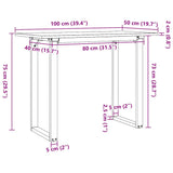 Dining Table O-Frame 100x50x75 cm Solid Wood Pine and Steel 3282675