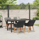 Garden Dining Set with Cushion 5 pcs Black Poly Rattan 3261673