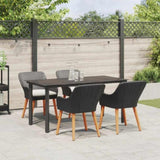 Garden Dining Set with Cushion 5 pcs Black Poly Rattan 3261673