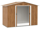6.5 x 3.5ft Metal Garden Storage Shed - Brown Wood Effect T3398P328386