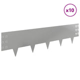 Lawn Edging 10 pcs 100 x 25 cm Steel Silver 8008617