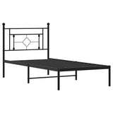 Metal Bed Frame without Mattress with Headboard Black 100x200cm 374334