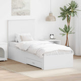 Bed Frame White and Silver 70 x 190 cm Engineered Wood 3411368