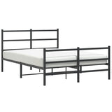 Metal Bed Frame without Mattress with Footboard Black 135x190cm 355382