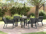 Garden Dining Set 5 pcs Black Powder-Coated Steel 3379311