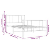 Metal Bed Frame without Mattress with Footboard White 100x190cm 352541