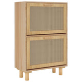 Shoe Cabinet Brown 52x25x80 cm Engineered Wood&Natural Rattan 345647
