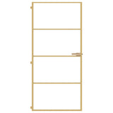 Interior Door Slim Golden 93x201.5 cm Tempered Glass and Aluminium 155134