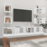 6 Piece TV Cabinet Set White Engineered Wood 3114262