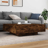 Coffee Table with LED Lights Smoked Oak 100x100x31 cm 836606