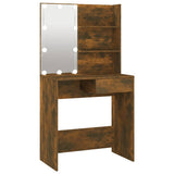 Dressing Table with LED Smoked Oak 74.5x40x141 cm 820481