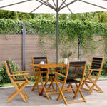 ZNTS 5 Piece Garden Dining Set Black Polypropylene and Solid Wood 3281697