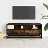 TV Cabinet Smoked Oak 100x34.5x40 cm Engineered Wood and Metal 848816