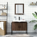 ZNTS 2 Piece Bathroom Cabinet Set Brown Oak Engineered Wood 3214343