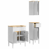 Bathroom Furniture Set FLORO 3 pcs White Solid Pine Wood 3385884