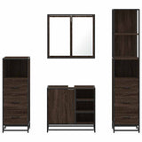 4 Piece Bathroom Furniture Set Brown Oak Engineered Wood 3301269