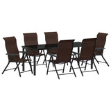 Garden Dining Set 7 pcs Brown Powder-Coated Steel 3379266